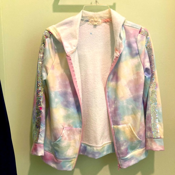 btween Jackets & Coats Girls Fleece Zip Up Pastel Tiedye Hoodie